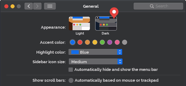 How to enable macOS Dark theme